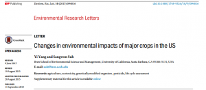 Cover photo for Changes in Environmental Impacts of Major Crops in the US