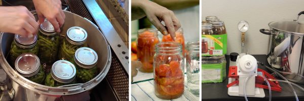 Various stages of canning in jars