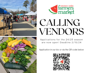 Cover photo for Apply Now for 2024-25: Western Wake Farmers Market Vendor Opportunities