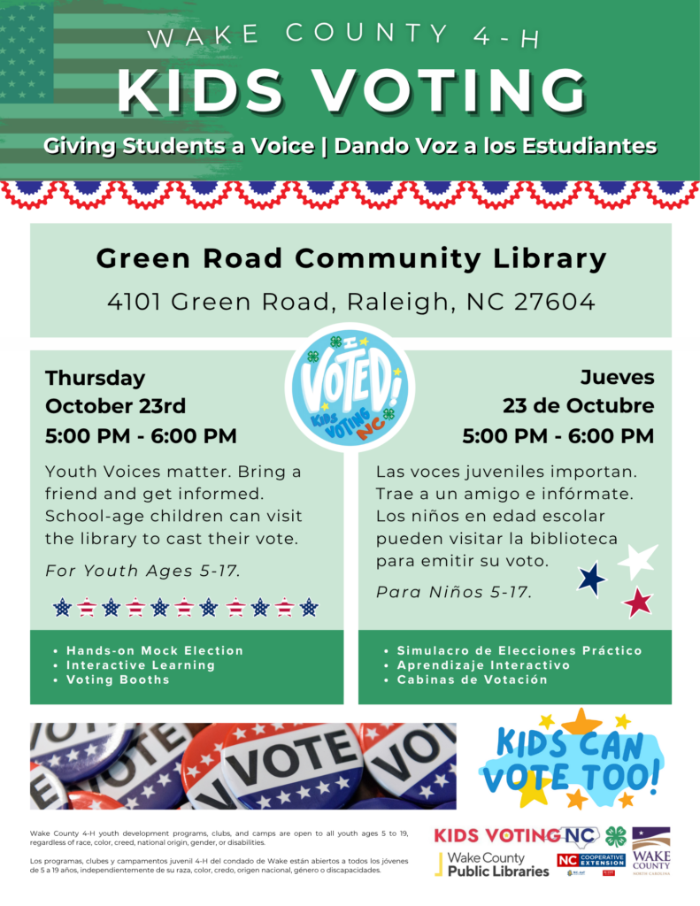 Wake County 4-H Kids Voting.